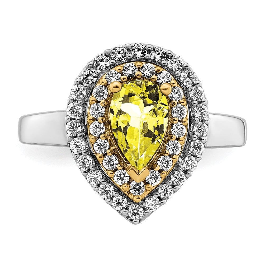 14K Bicolor 0,5 ct. laborgezüchteter Diamant VS/SI+ G+ und synthetischer gelber Saphir Fashion-Ring
