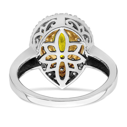 14K Bicolor 0,5 ct. laborgezüchteter Diamant VS/SI+ G+ und synthetischer gelber Saphir Fashion-Ring