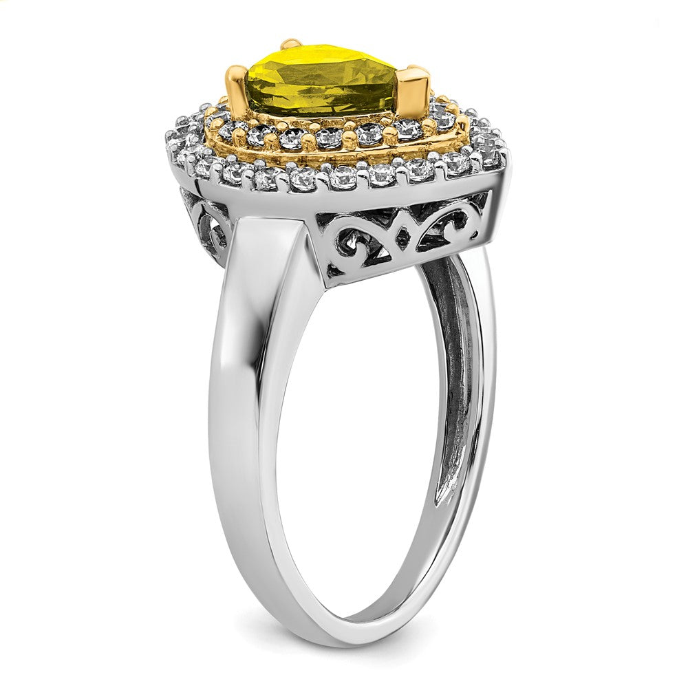 14K Bicolor 0,5 ct. laborgezüchteter Diamant VS/SI+ G+ und synthetischer gelber Saphir Fashion-Ring
