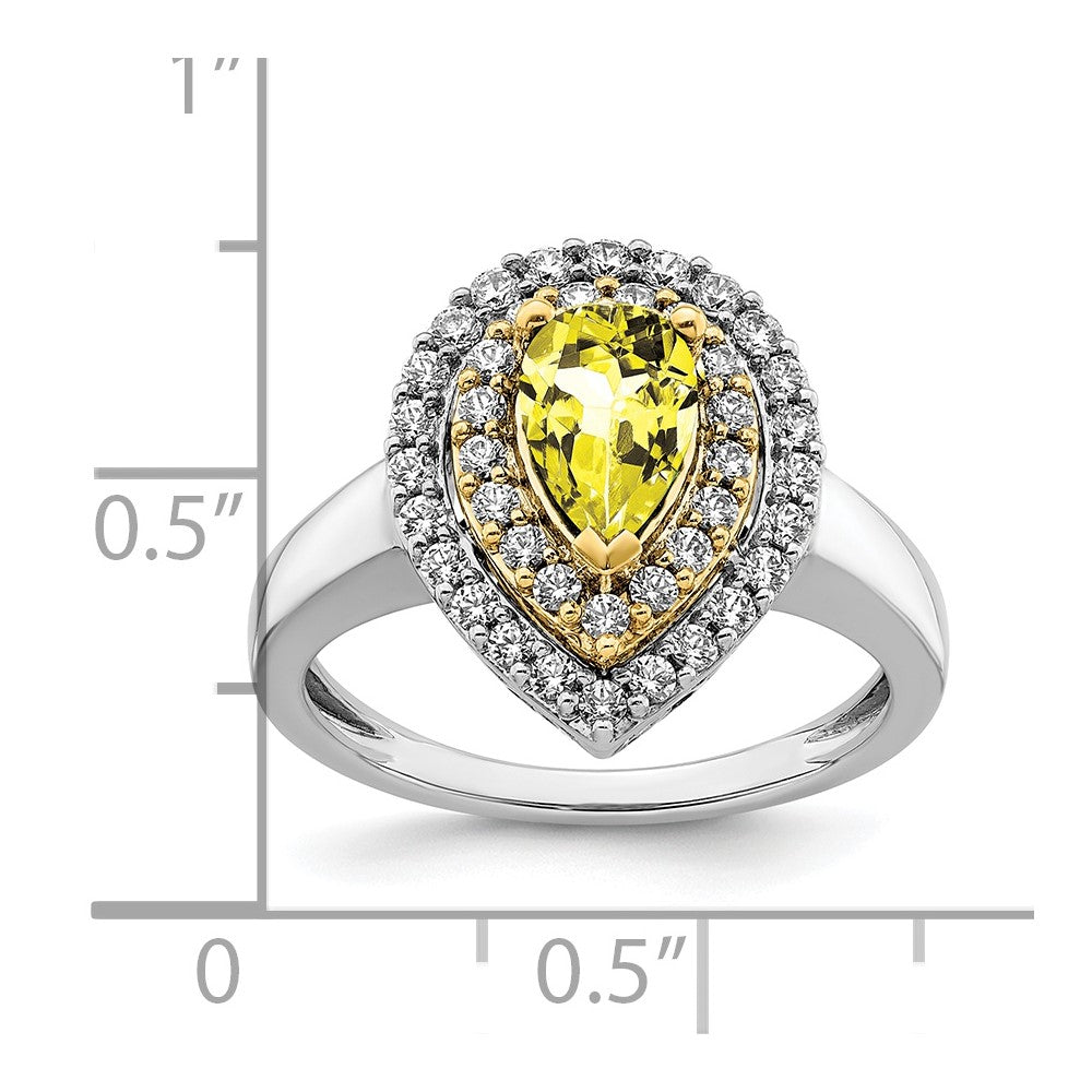14K Bicolor 0,5 ct. laborgezüchteter Diamant VS/SI+ G+ und synthetischer gelber Saphir Fashion-Ring