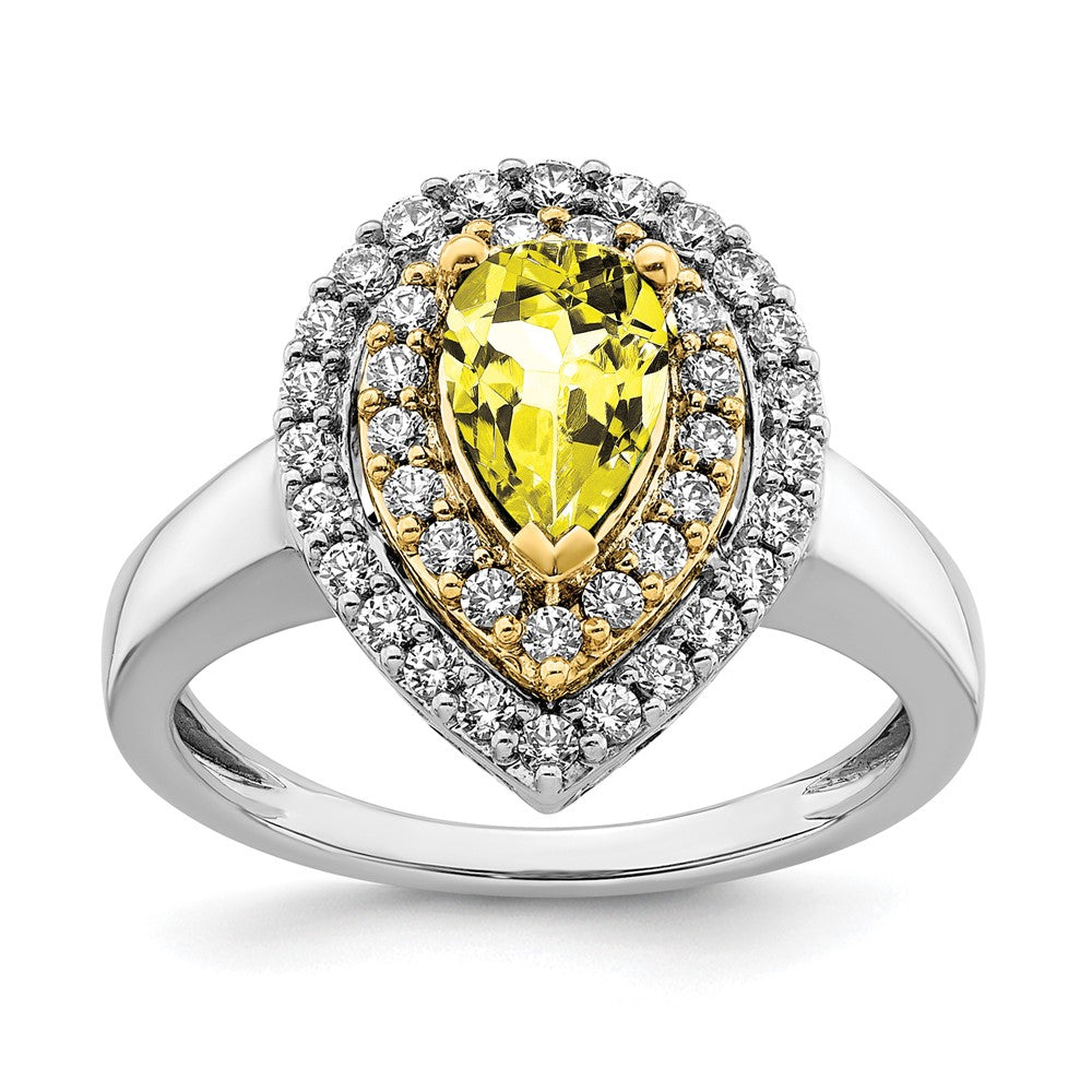 14K Bicolor 0,5 ct. laborgezüchteter Diamant VS/SI+ G+ und synthetischer gelber Saphir Fashion-Ring