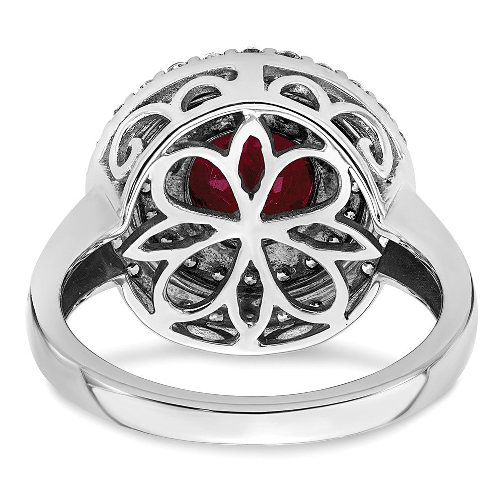 14K Bicolor Ring mit Labor-gezüchteten VS/SI FGH Diamanten & synthetischem Rubin