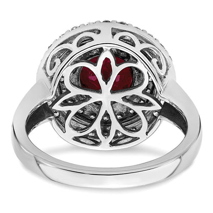 14K Bicolor Ring mit Labor-gezüchteten VS/SI FGH Diamanten & synthetischem Rubin
