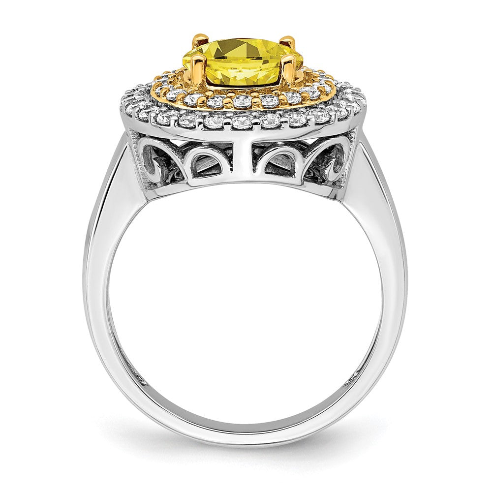 14K Bicolor Ring mit VS/SI+ G+ Laborgezüchtetem Diamant und Gezüchtetem Gelbem Saphir
