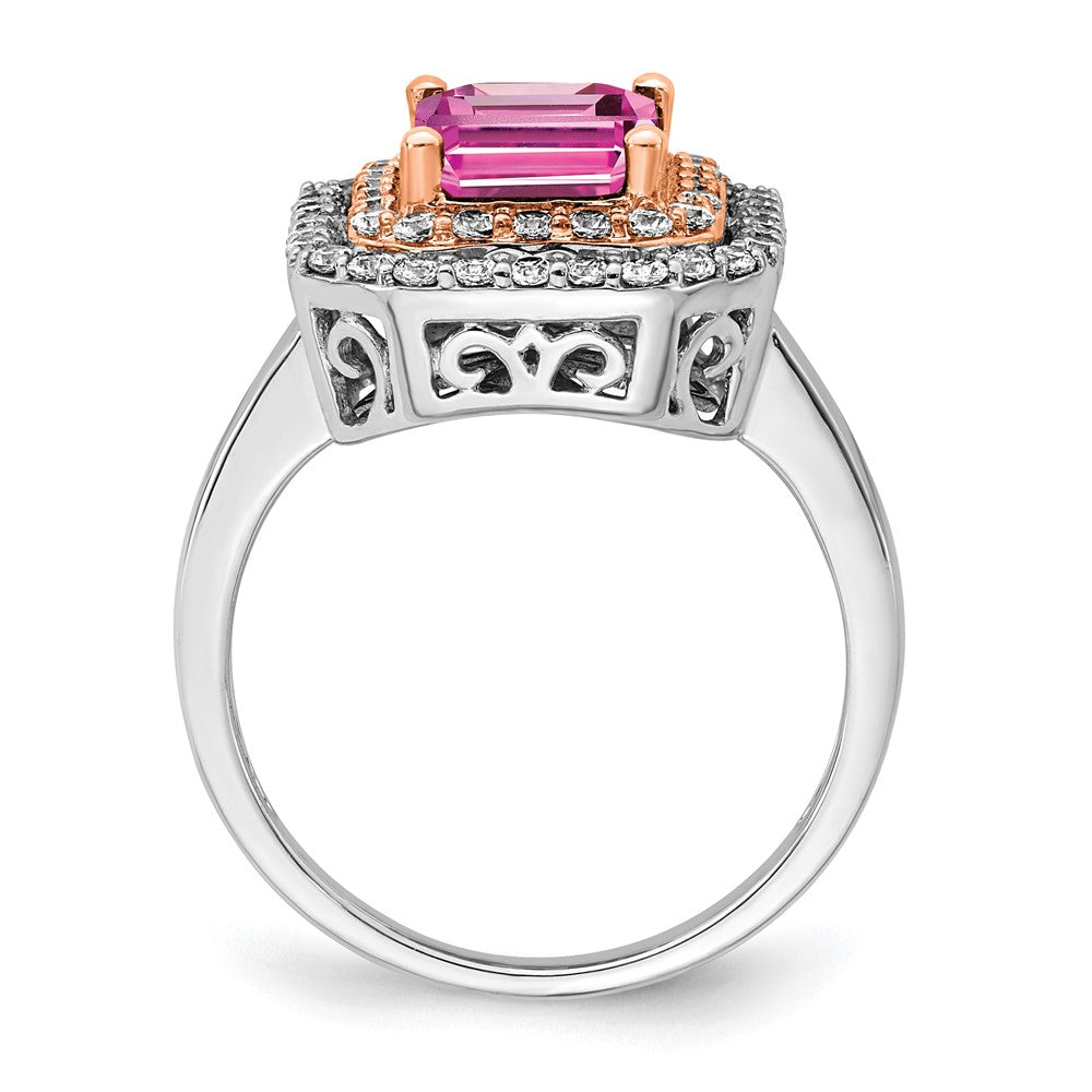 14K Weiß-/Roségold Bicolor Rose und Weiß Fashion-Ring mit 0,625 ct. im Labor gezüchteten Diamanten VS/SI+ G+ und im Labor gezüchteten Pink-Saphiren