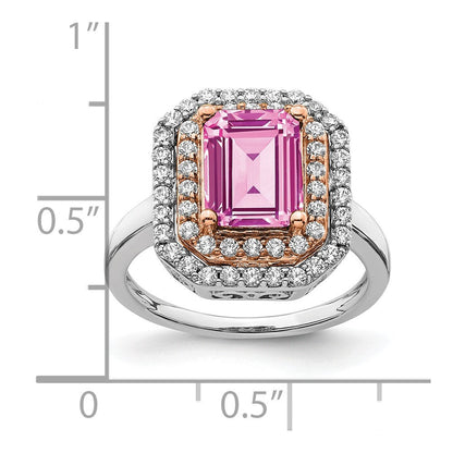 14K Weiß-/Roségold Bicolor Rose und Weiß Fashion-Ring mit 0,625 ct. im Labor gezüchteten Diamanten VS/SI+ G+ und im Labor gezüchteten Pink-Saphiren