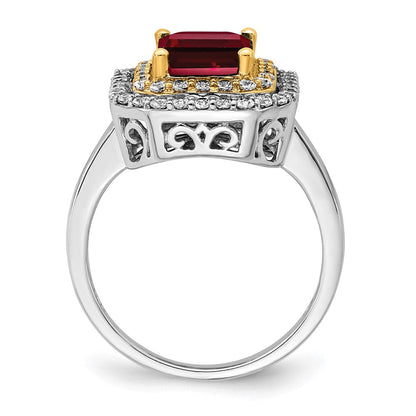 14K Bicolor Ring mit 0,625 ct. Labor gezüchteten Diamanten VS/SI+ G+ und Labor gezüchteten Rubinen