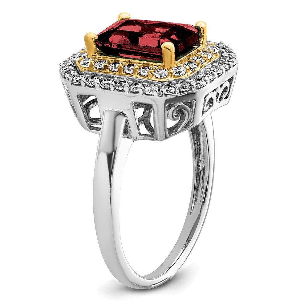 14K Bicolor Ring mit 0,625 ct. Labor gezüchteten Diamanten VS/SI+ G+ und Labor gezüchteten Rubinen