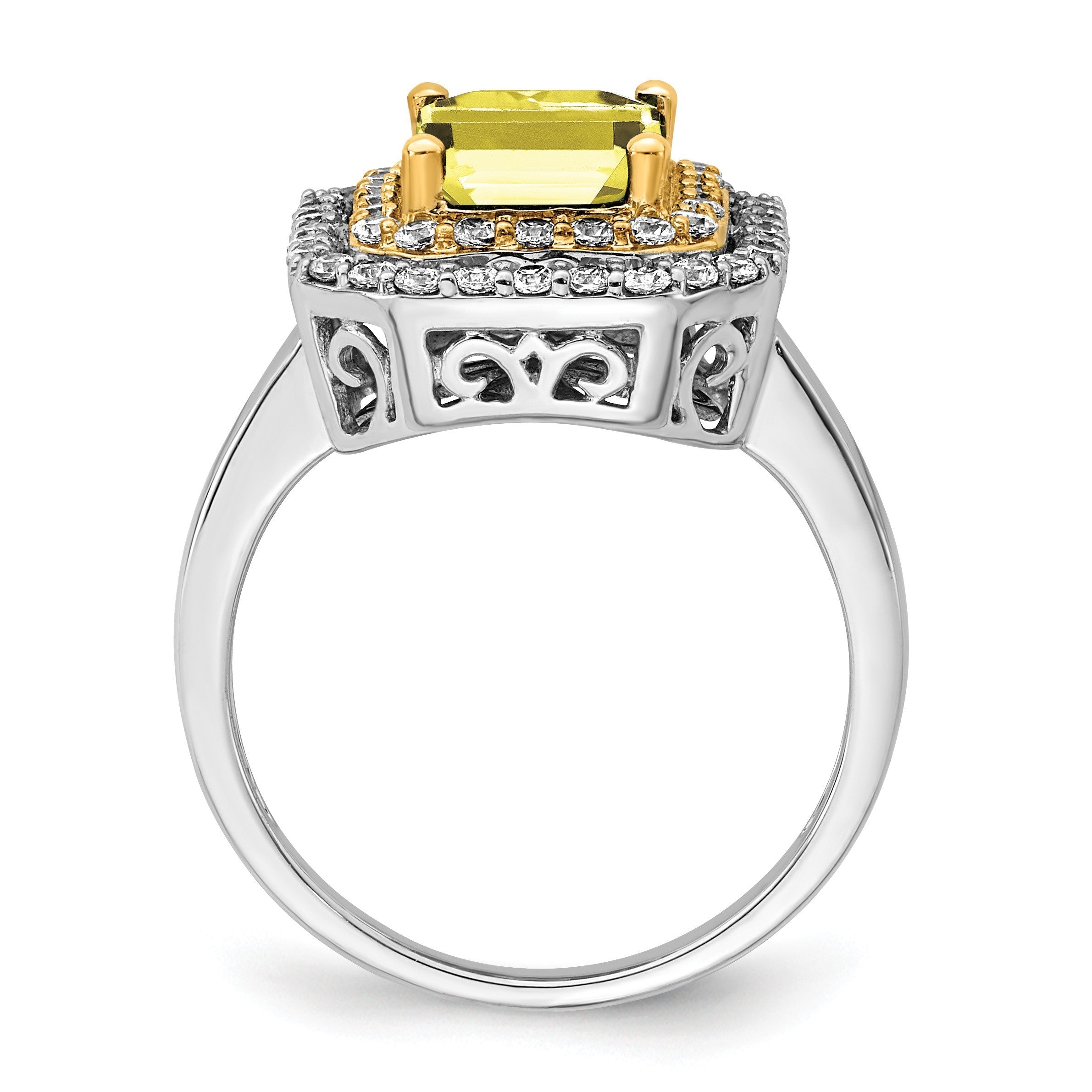 14K Bicolor Ring mit 0,625 ct. im Labor gezüchtetem Diamanten VS/SI+ G+ und im Labor gezüchtetem gelben Saphir