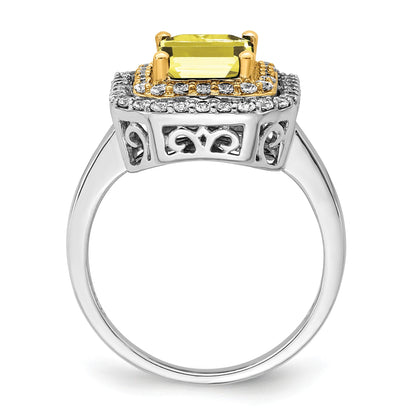 14K Bicolor Ring mit 0,625 ct. im Labor gezüchtetem Diamanten VS/SI+ G+ und im Labor gezüchtetem gelben Saphir