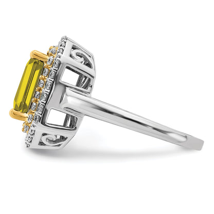 14K Bicolor Ring mit 0,625 ct. im Labor gezüchtetem Diamanten VS/SI+ G+ und im Labor gezüchtetem gelben Saphir