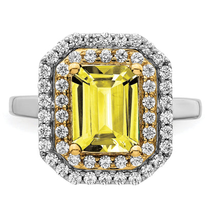 14K Bicolor Ring mit 0,625 ct. im Labor gezüchtetem Diamanten VS/SI+ G+ und im Labor gezüchtetem gelben Saphir