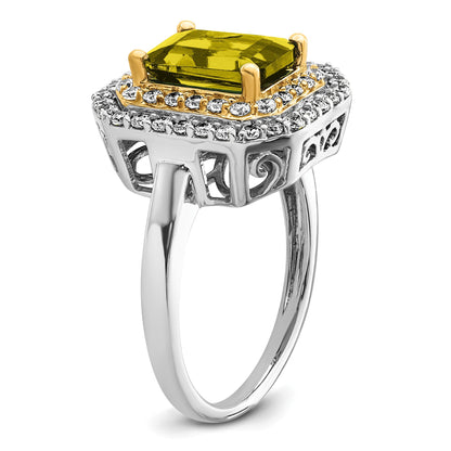 14K Bicolor Ring mit 0,625 ct. im Labor gezüchtetem Diamanten VS/SI+ G+ und im Labor gezüchtetem gelben Saphir