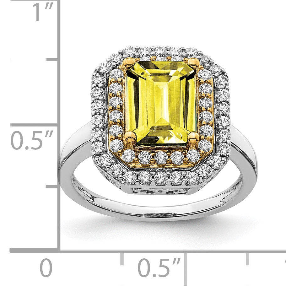 14K Bicolor Ring mit 0,625 ct. im Labor gezüchtetem Diamanten VS/SI+ G+ und im Labor gezüchtetem gelben Saphir