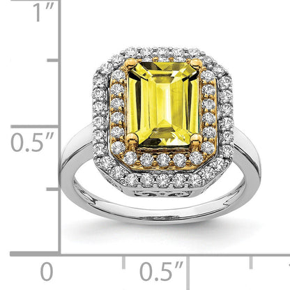 14K Bicolor Ring mit 0,625 ct. im Labor gezüchtetem Diamanten VS/SI+ G+ und im Labor gezüchtetem gelben Saphir
