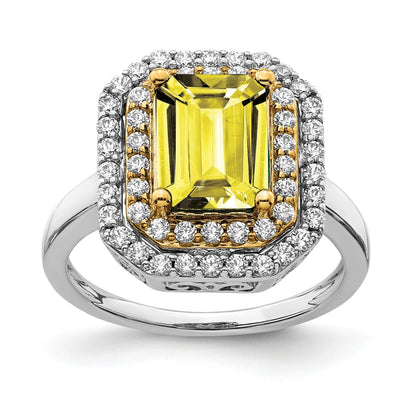 14K Bicolor Ring mit 0,625 ct. im Labor gezüchtetem Diamanten VS/SI+ G+ und im Labor gezüchtetem gelben Saphir