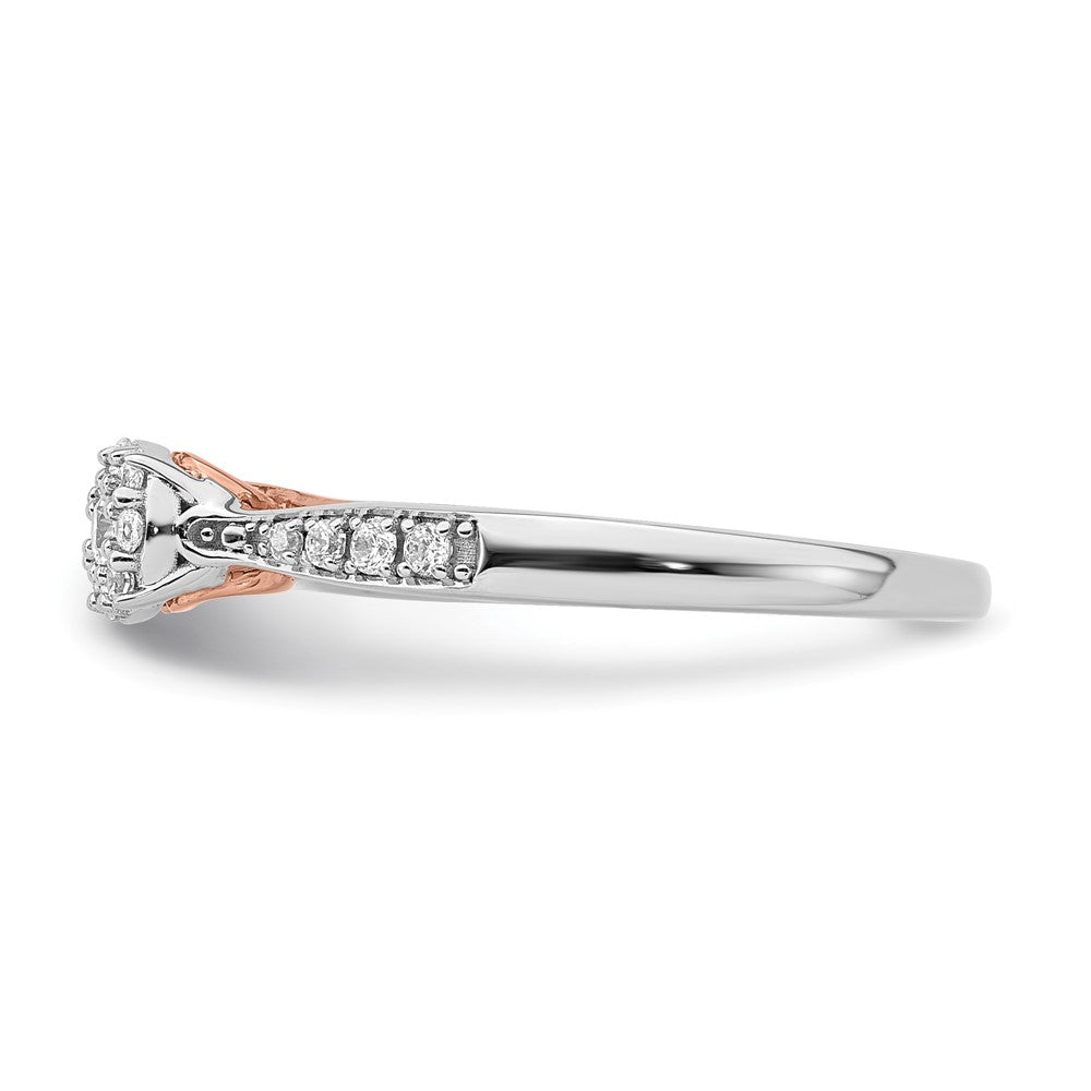 14K Bicolor Rosé- und Weißgold Verlobungsring mit 0,2 ct. Diamant aus Laborzüchtung, VS/SI+ G+, Petite