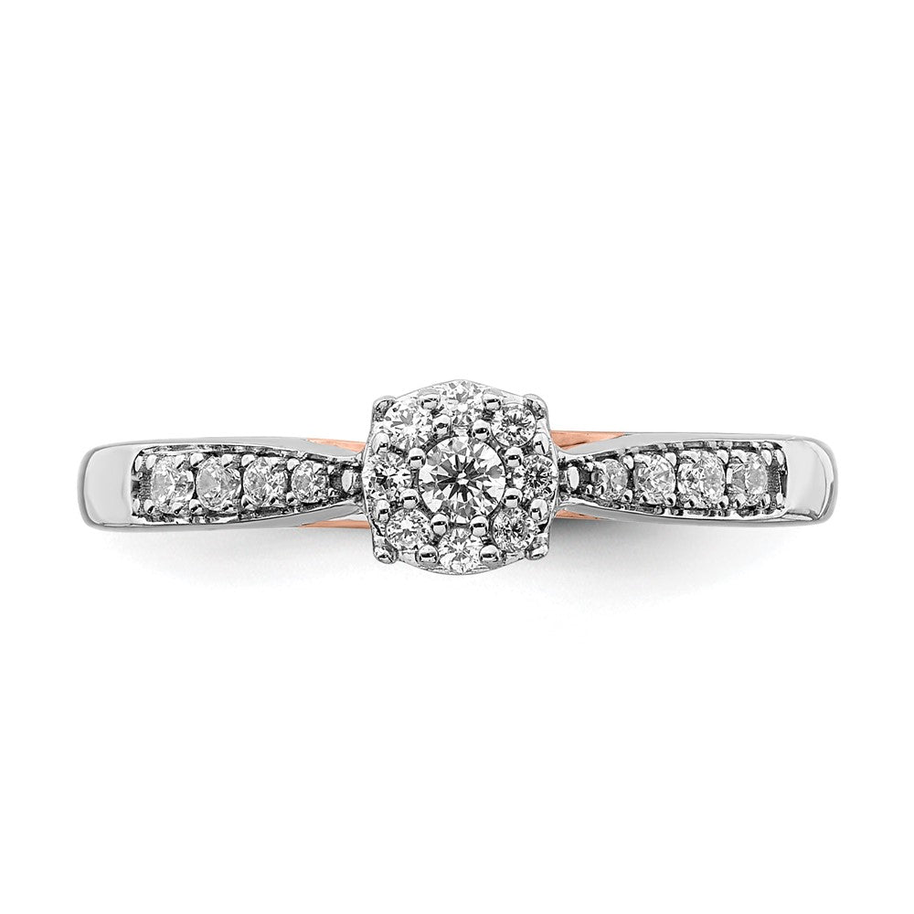 14K Bicolor Rosé- und Weißgold Verlobungsring mit 0,2 ct. Diamant aus Laborzüchtung, VS/SI+ G+, Petite