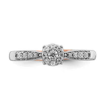 14K Bicolor Rosé- und Weißgold Verlobungsring mit 0,2 ct. Diamant aus Laborzüchtung, VS/SI+ G+, Petite