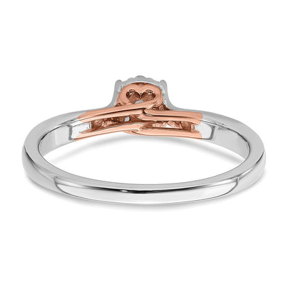 14K Bicolor Rosé- und Weißgold Verlobungsring mit 0,2 ct. Diamant aus Laborzüchtung, VS/SI+ G+, Petite