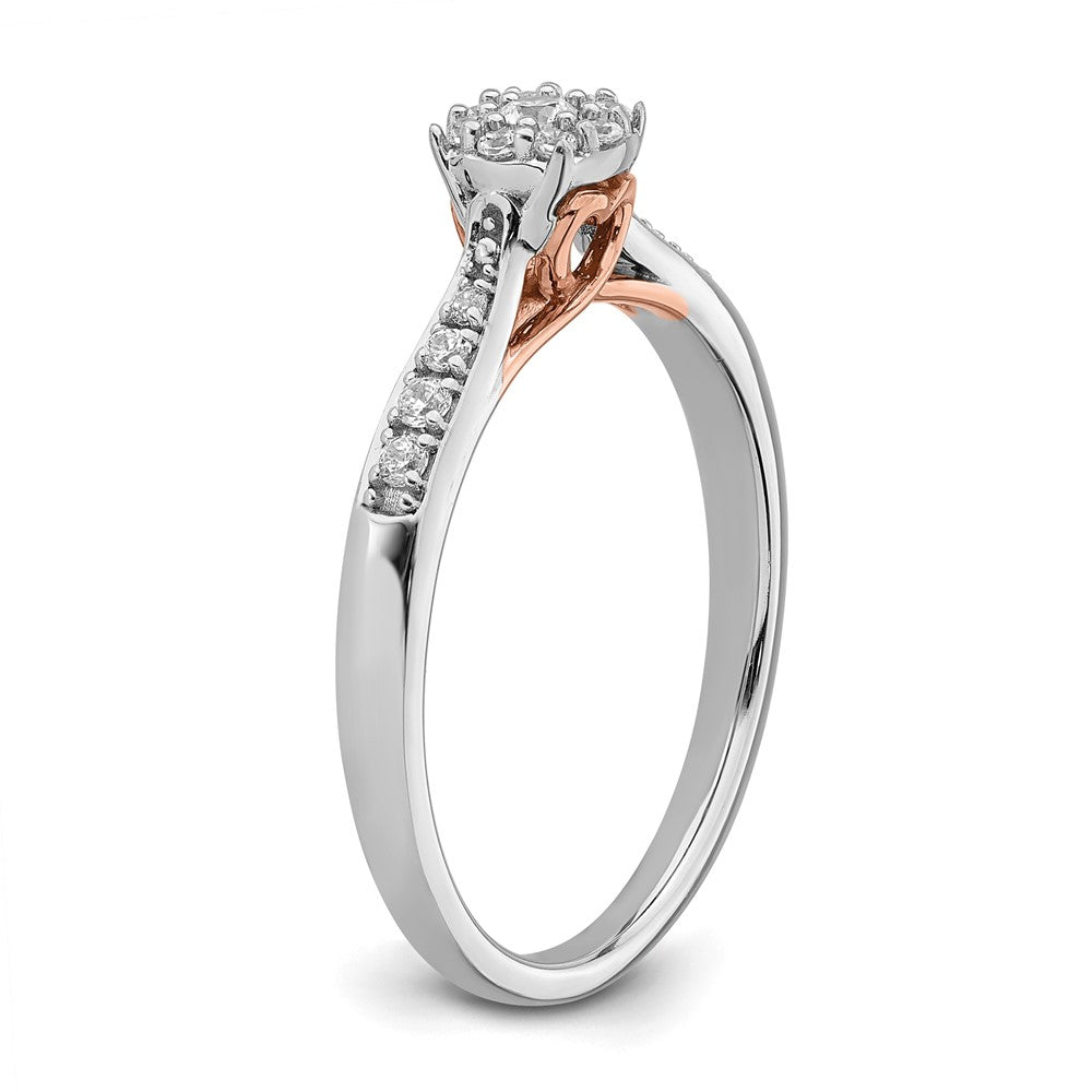 14K Bicolor Rosé- und Weißgold Verlobungsring mit 0,2 ct. Diamant aus Laborzüchtung, VS/SI+ G+, Petite