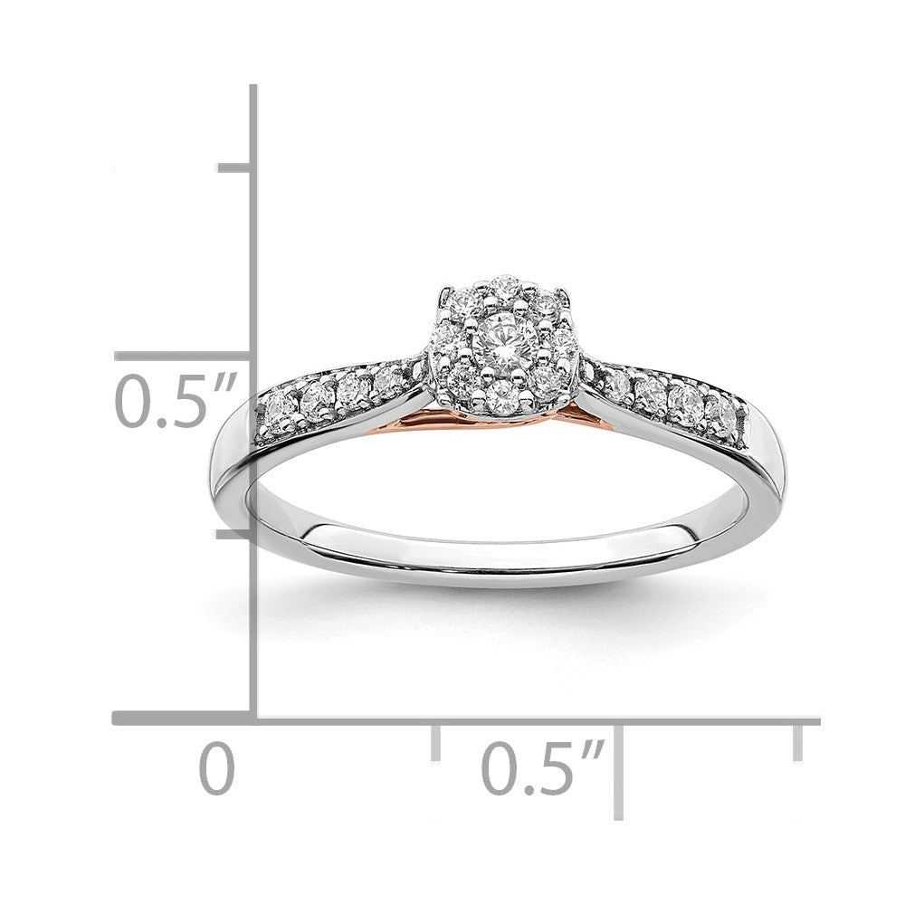 14K Bicolor Rosé- und Weißgold Verlobungsring mit 0,2 ct. Diamant aus Laborzüchtung, VS/SI+ G+, Petite