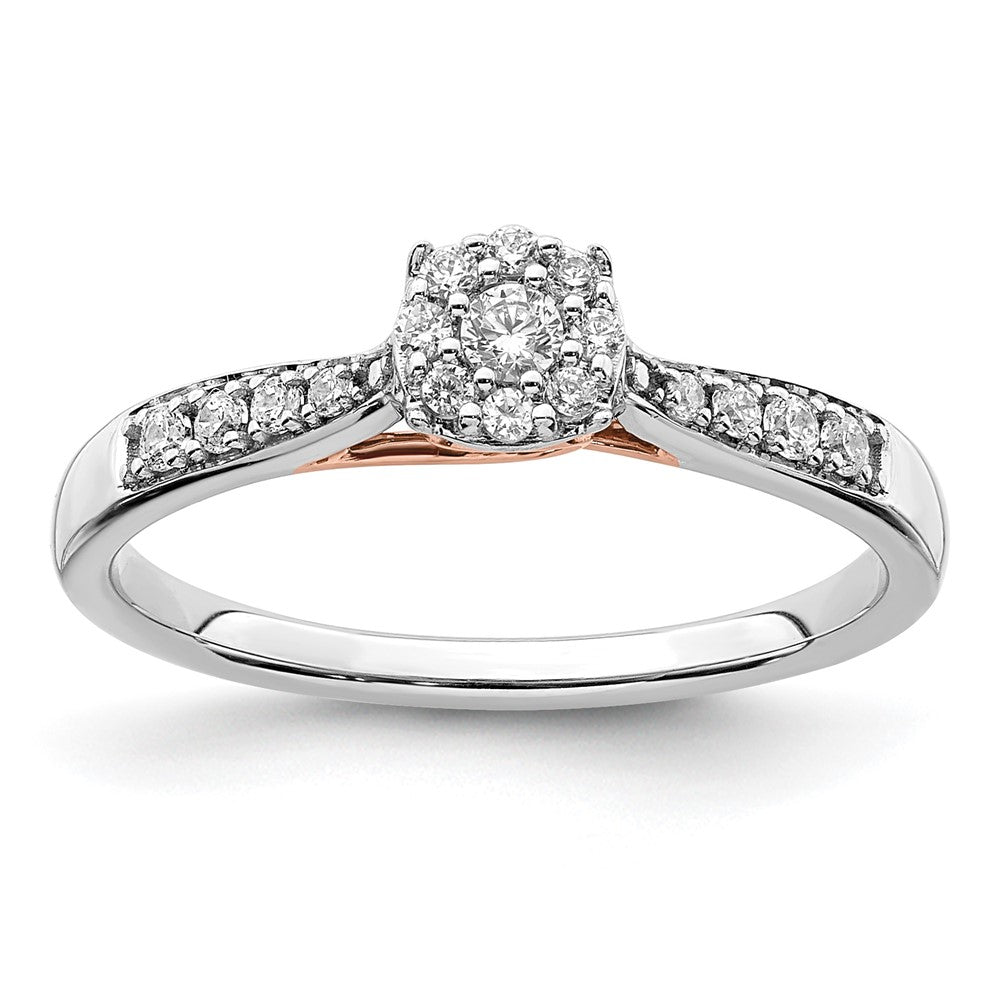 14K Bicolor Rosé- und Weißgold Verlobungsring mit 0,2 ct. Diamant aus Laborzüchtung, VS/SI+ G+, Petite