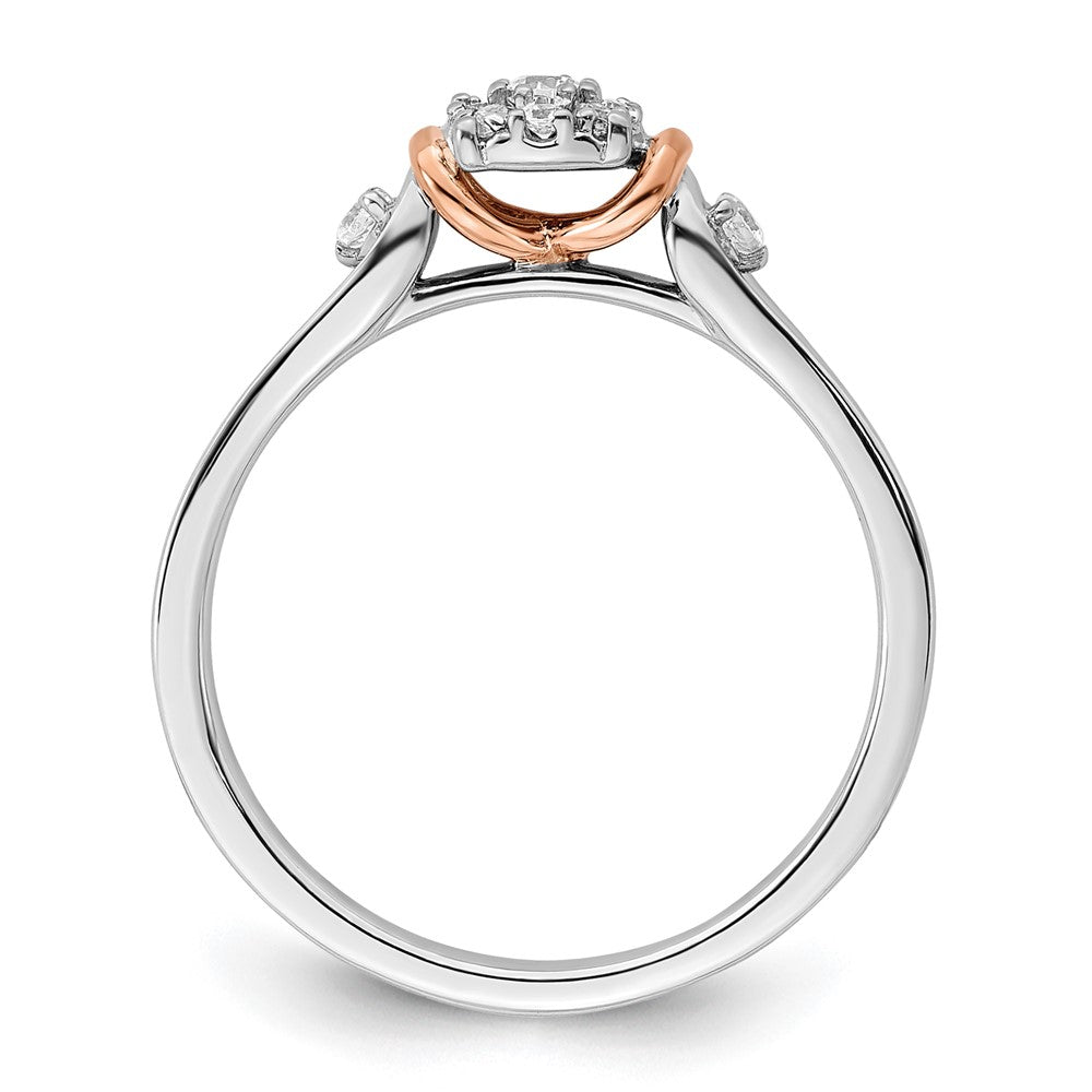 14K Zweifarbiger Rosé- und Weißgold Verlobungsring mit 0,16 ct. im Labor gezüchtetem Diamant VS/SI+ G+, petite