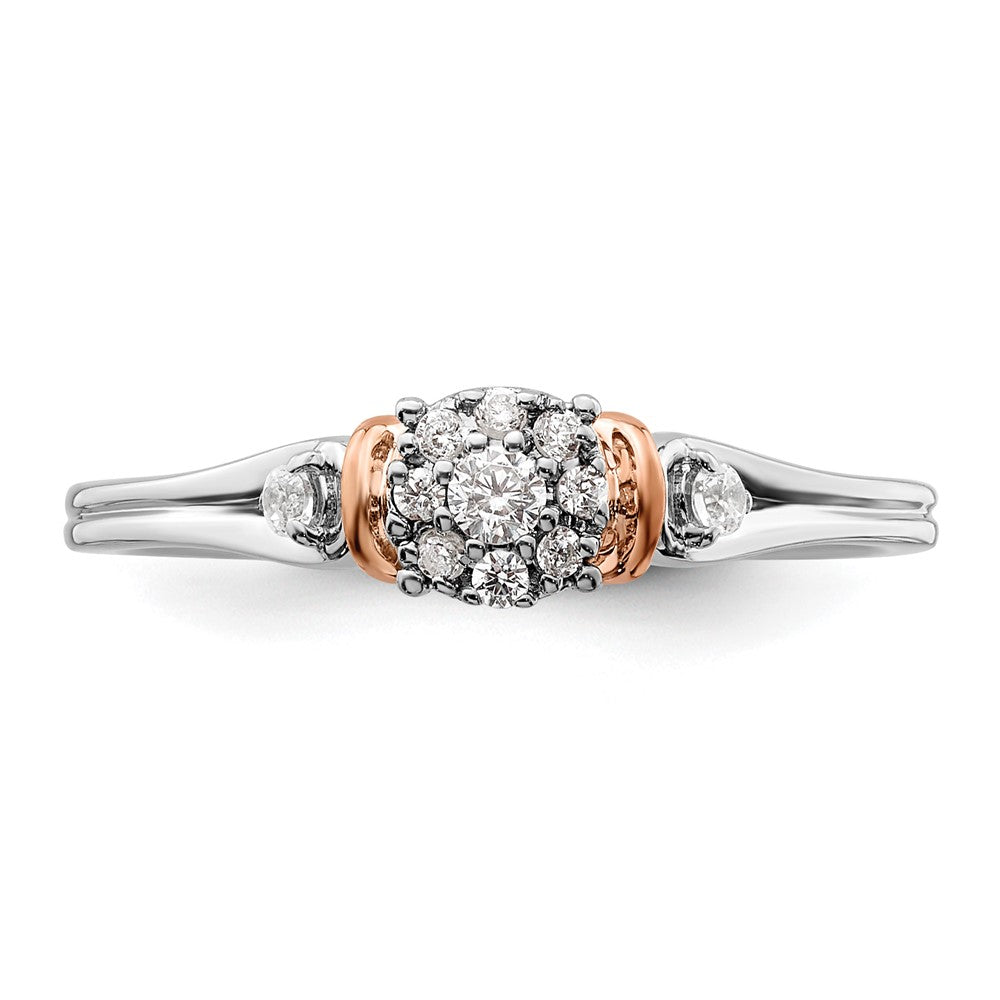 14K Zweifarbiger Rosé- und Weißgold Verlobungsring mit 0,16 ct. im Labor gezüchtetem Diamant VS/SI+ G+, petite