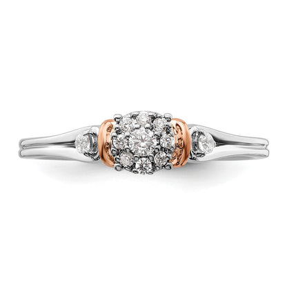 14K Zweifarbiger Rosé- und Weißgold Verlobungsring mit 0,16 ct. im Labor gezüchtetem Diamant VS/SI+ G+, petite