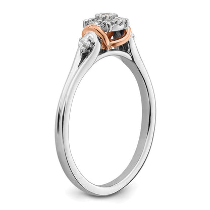 14K Zweifarbiger Rosé- und Weißgold Verlobungsring mit 0,16 ct. im Labor gezüchtetem Diamant VS/SI+ G+, petite
