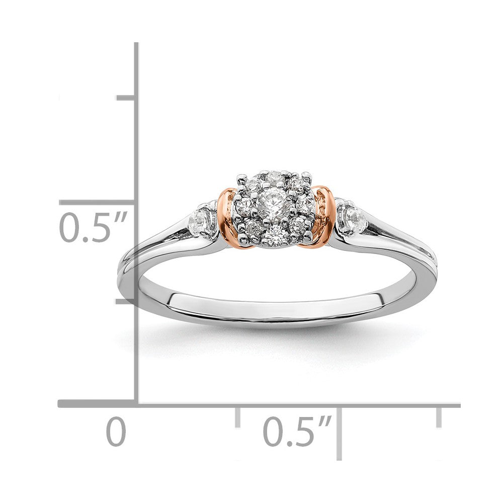 14K Zweifarbiger Rosé- und Weißgold Verlobungsring mit 0,16 ct. im Labor gezüchtetem Diamant VS/SI+ G+, petite