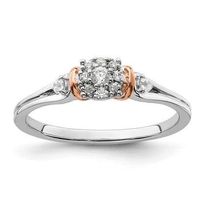 14K Zweifarbiger Rosé- und Weißgold Verlobungsring mit 0,16 ct. im Labor gezüchtetem Diamant VS/SI+ G+, petite