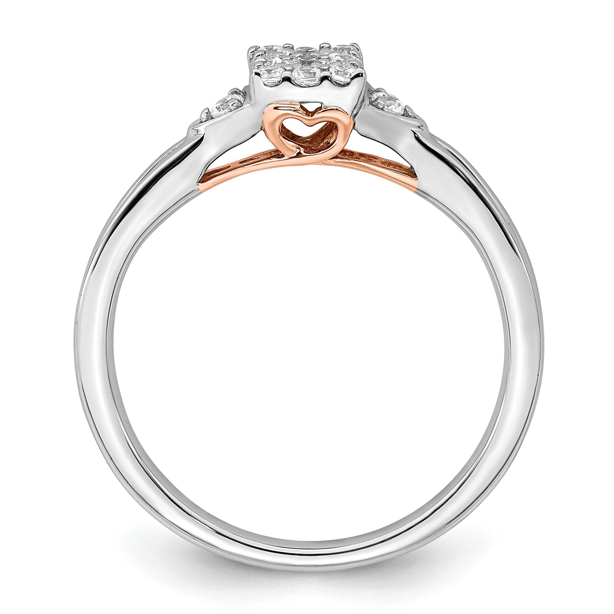 14K Bicolor Laborgezüchteter Diamant VS/SI+ G+ Herz-Cluster-Ring