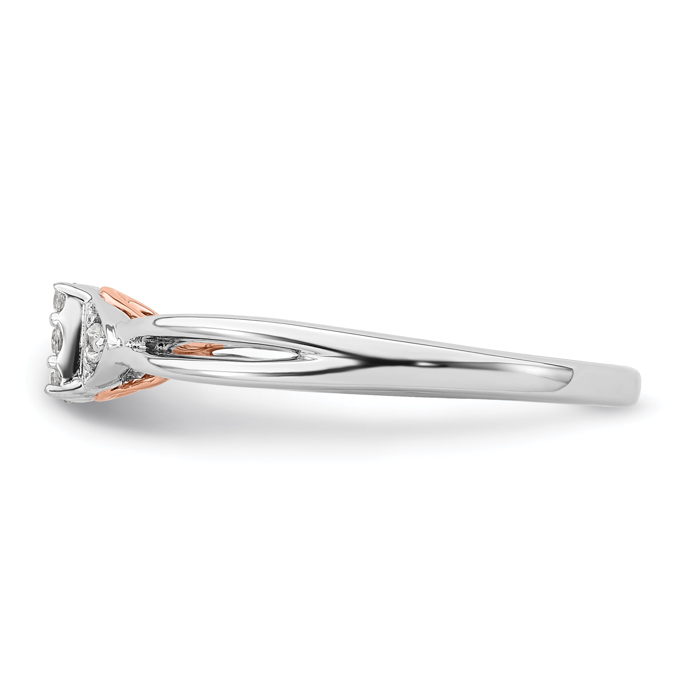 14K Bicolor Laborgezüchteter Diamant VS/SI+ G+ Herz-Cluster-Ring
