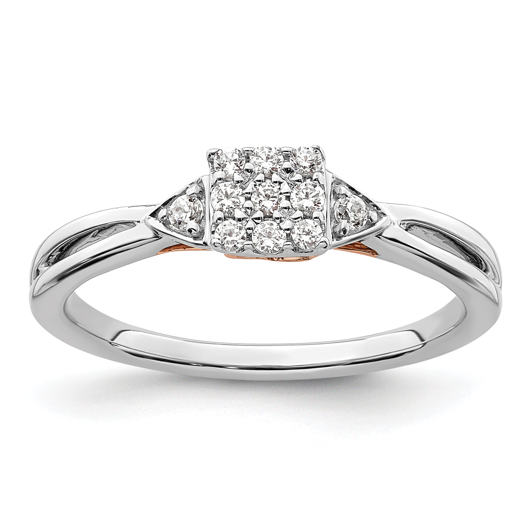 14K Bicolor Laborgezüchteter Diamant VS/SI+ G+ Herz-Cluster-Ring