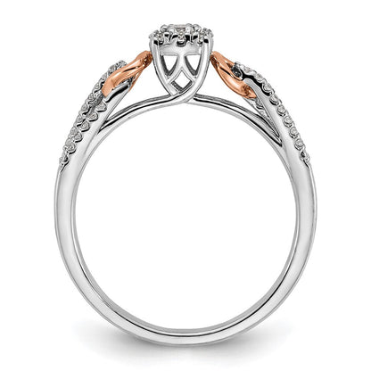 14K Bicolor Ring mit Diamant-Cluster aus dem Labor gezüchtet, VS/SI+ G+, verschlungen