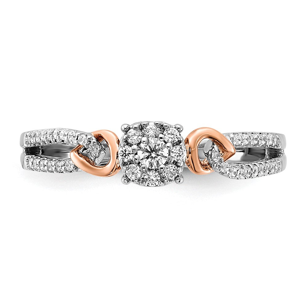 14K Bicolor Ring mit Diamant-Cluster aus dem Labor gezüchtet, VS/SI+ G+, verschlungen