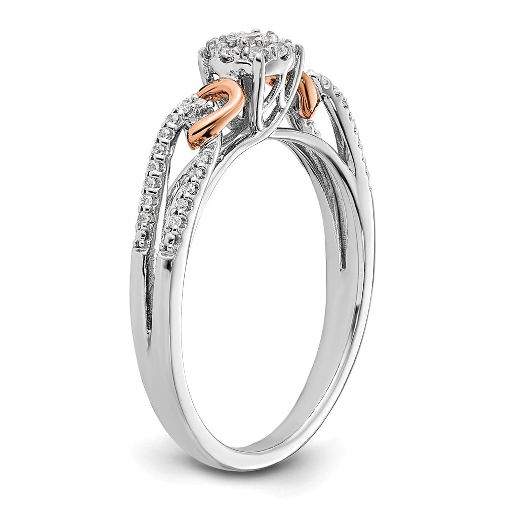 14K Bicolor Ring mit Diamant-Cluster aus dem Labor gezüchtet, VS/SI+ G+, verschlungen