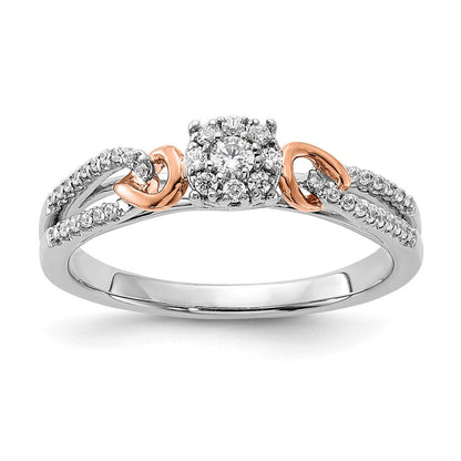 14K Bicolor Ring mit Diamant-Cluster aus dem Labor gezüchtet, VS/SI+ G+, verschlungen