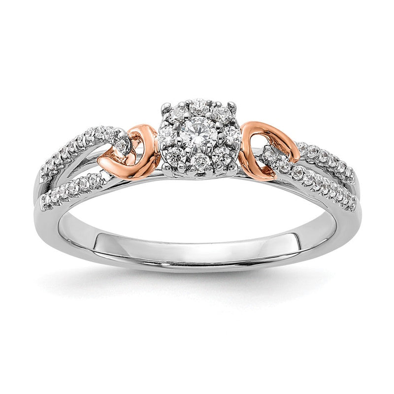 14K Bicolor Ring mit Diamant-Cluster aus dem Labor gezüchtet, VS/SI+ G+, verschlungen