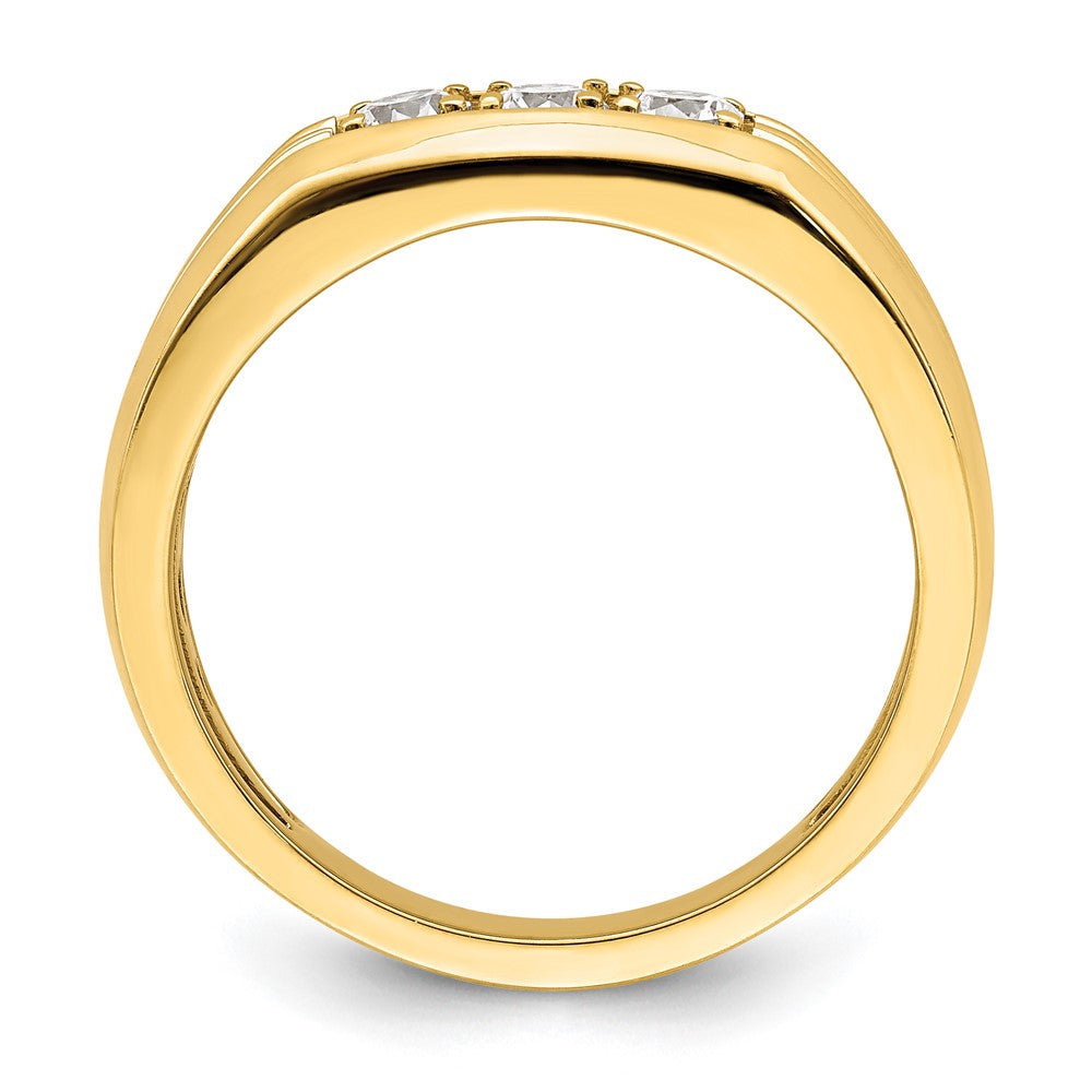 14K Gelbgold 3 Stein 1/2 Karat Diamant Komplett Herren Ring