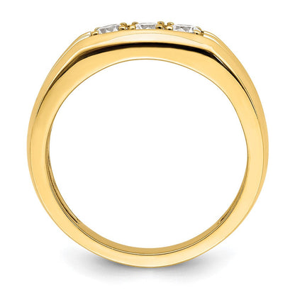 14K Gelbgold 3 Stein 1/2 Karat Diamant Komplett Herren Ring