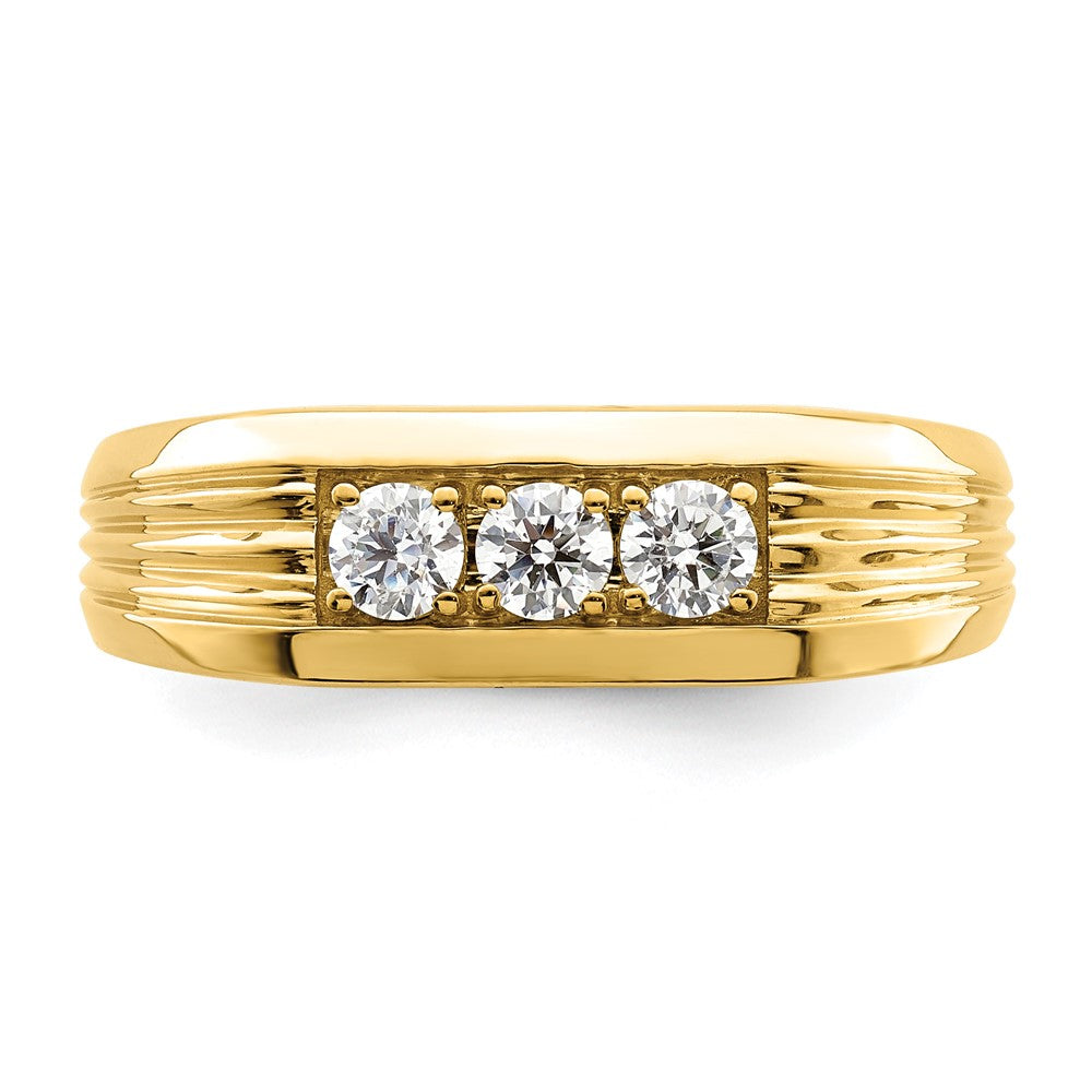 14K Gelbgold 3 Stein 1/2 Karat Diamant Komplett Herren Ring