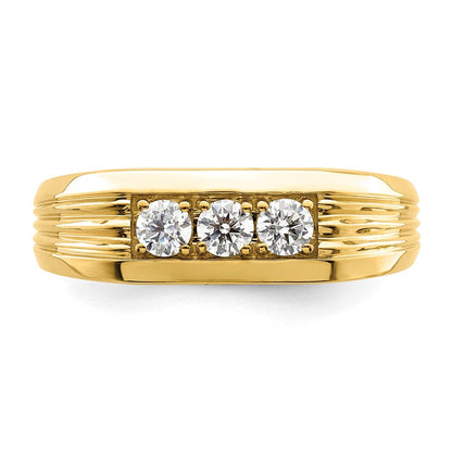 14K Gelbgold 3 Stein 1/2 Karat Diamant Komplett Herren Ring