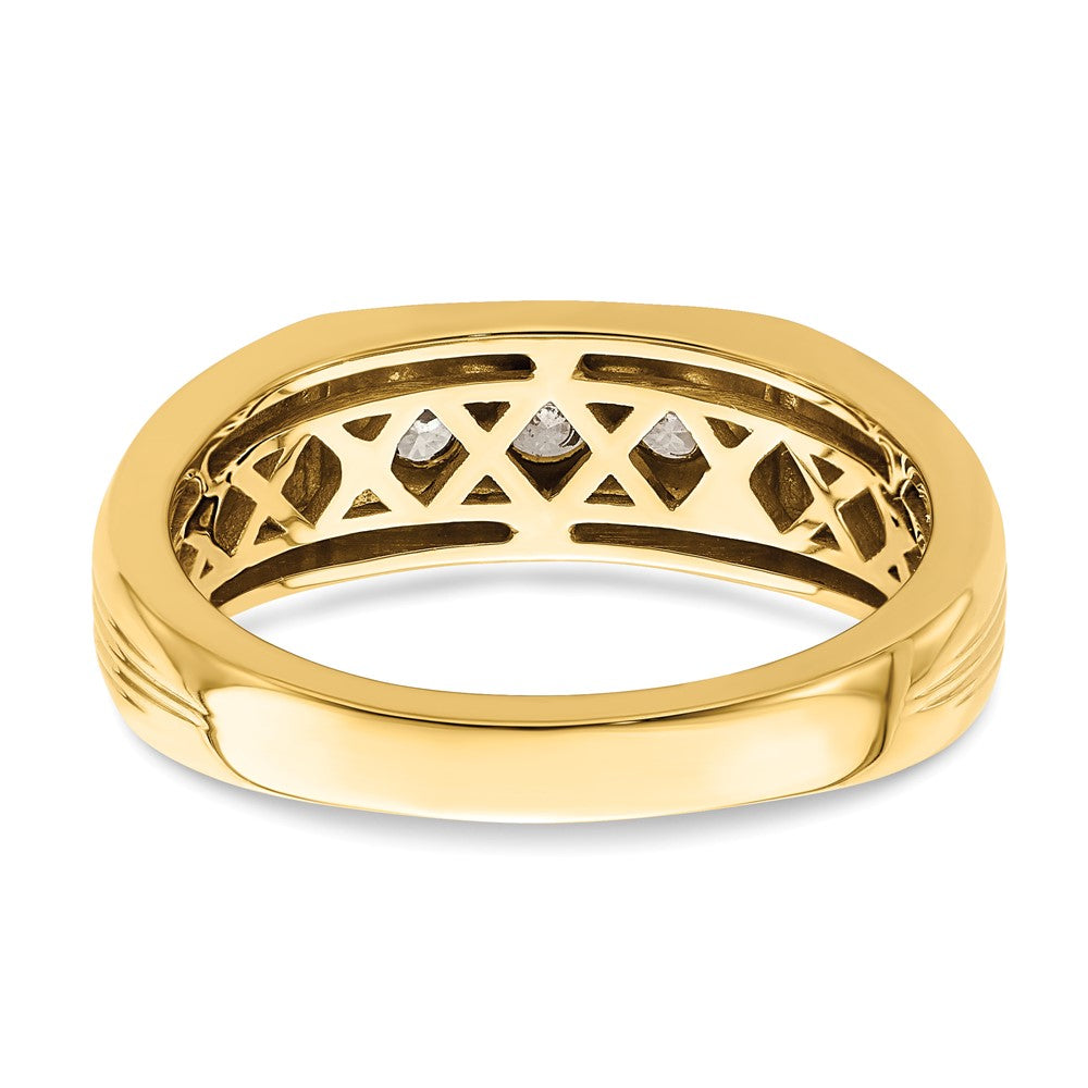 14K Gelbgold 3 Stein 1/2 Karat Diamant Komplett Herren Ring