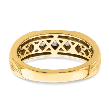 14K Gelbgold 3 Stein 1/2 Karat Diamant Komplett Herren Ring