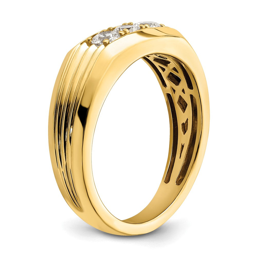 14K Gelbgold 3 Stein 1/2 Karat Diamant Komplett Herren Ring
