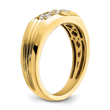 14K Gelbgold 3 Stein 1/2 Karat Diamant Komplett Herren Ring