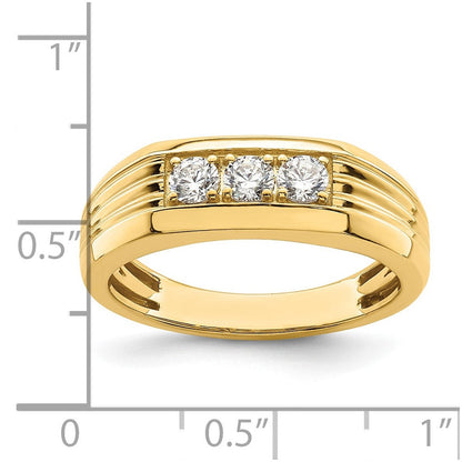14K Gelbgold 3 Stein 1/2 Karat Diamant Komplett Herren Ring
